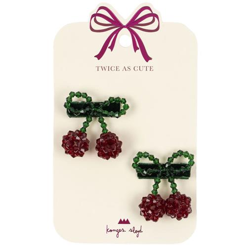 Konges Sløjd 2-Pack Cherry Bow Hair Clips Smoke Pine | Grønn | 0