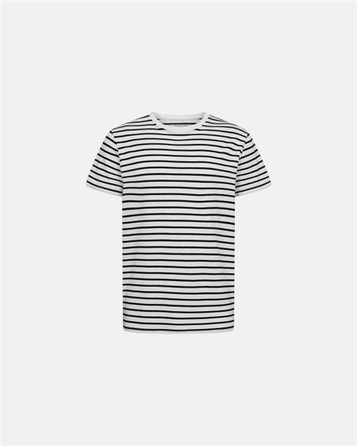 T-shirt "o-neck" | Bambusviskose | Sort stribet