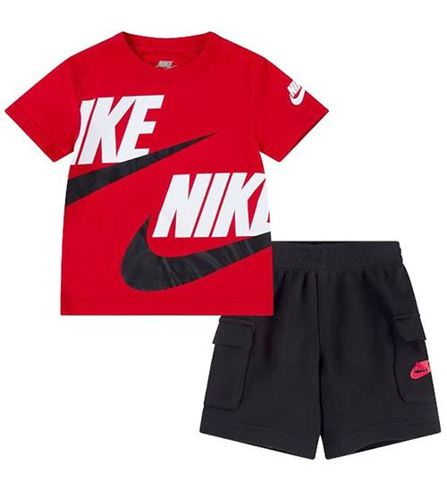 Nike Shortssæt - T-shirt/Shorts - Sort/University Red