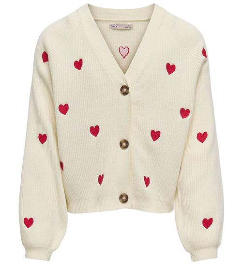 Kids Only Cardigan - Rib - Strik - KogDana - Birch/EMB Hearts -