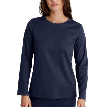 Calida Favourites Sleep Cotton Shirt Long-Sleeve Marineblå bomuld Large Dame