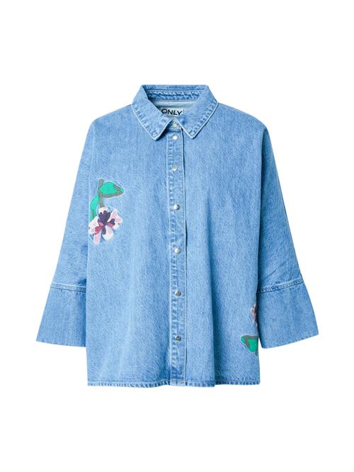 ONLY Bluse 'ONLGRACE'  blue denim / smaragd / lilla / brombær