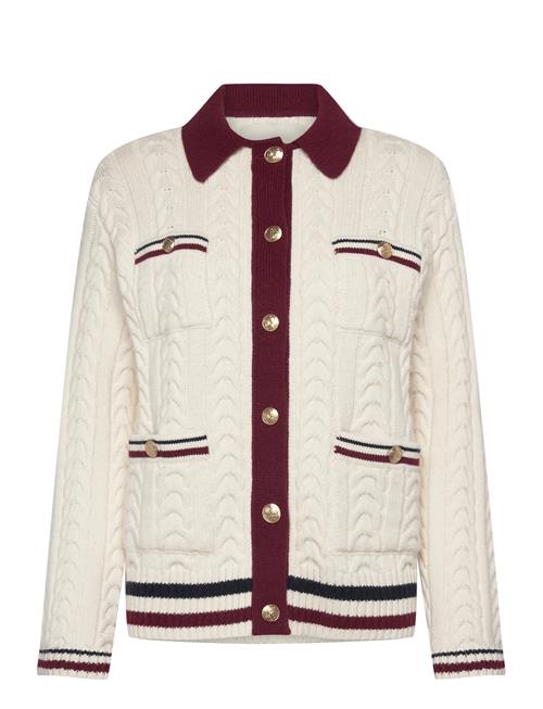 Contrast Cable Knit Cardigan GANT White