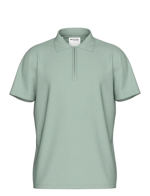 Slhfave Zip Ss Polo Noos Selected Green