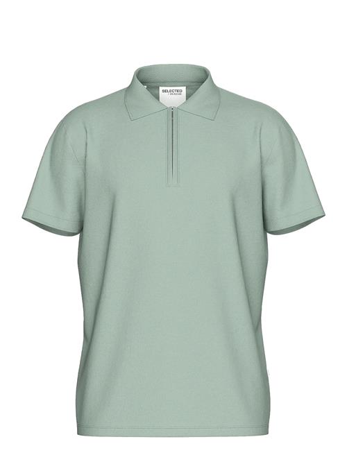 Slhfave Zip Ss Polo Noos Selected Homme Green