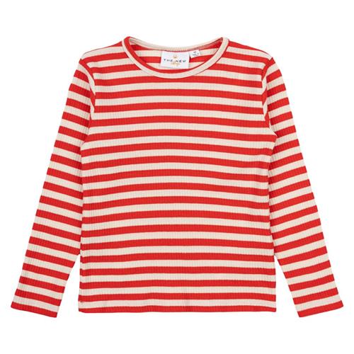 The New Siblings GOTS Fro Uni Rib T-shirt Poppy Red Striped | Rød | 86 cm