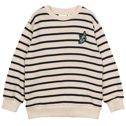 The New Siblings GOTS Nat Sweatshirt Mood Indigo Striped 110 cm  Marineblå  110 cm  mand