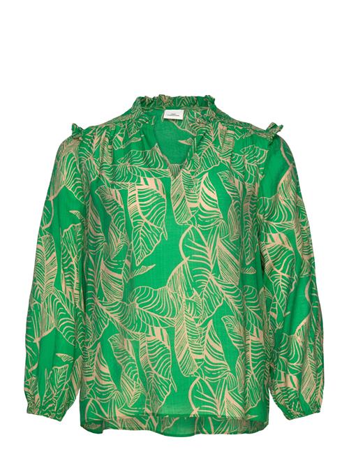 Se Carbetsey L/S Frill Top Aop ONLY Carmakoma Green ved Booztlet