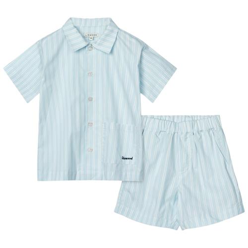Liewood GOTS Leona Sæt Med Tøj Stripe Pure Sky Creme De La Creme 92 cm  Blå  92 cm  Unisex