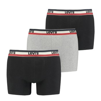 Levis 3P Logo Boxer Brief Sort/Grå bomuld Small Herre