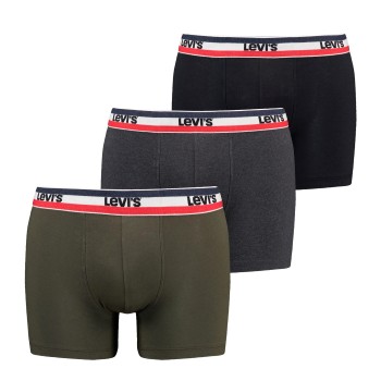 Levis 3P Logo Boxer Brief Sort/Grøn bomuld Medium Herre