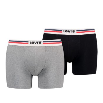 Levis 2P Men Sportswear Logo Boxer Brief Grå/Sort bomuld Small Herre