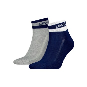 Levis Strømper 2P Mid Cut Stripe Socks Marineblå/Grå Str 43/46