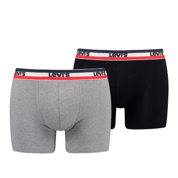 Levis 2P Sportswear Logo Base Boxer Sort/Grå bomuld Small Herre