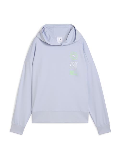 Se PUMA Sportsweatshirt 'PUMA x HYROX Cloudspun'  dueblå / neongrøn / hvid ved About You