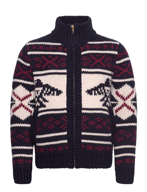 Chunky Knit Patterened Zipthru Superdry Navy