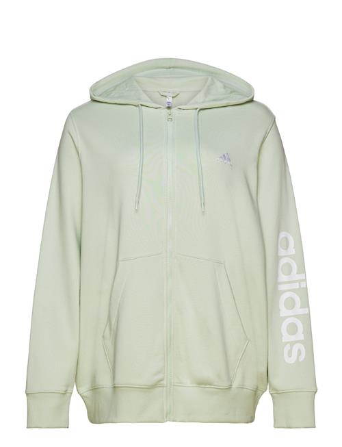 Se Essentials Linear Full Zip French Terry Hoodie Adidas Sportswear Green ved Booztlet