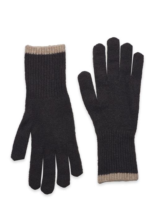 Se Gloves Knitted W Striped Edge Lindex Black ved Booztlet