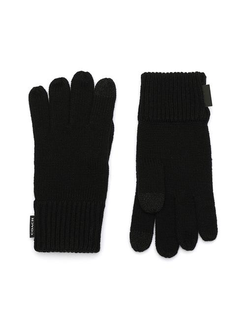 Woven Patch Knit Glove Coach Accessories Black