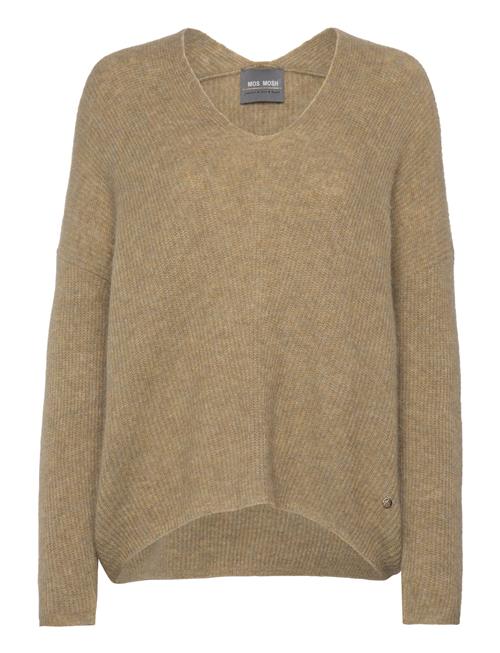 Se Mmthora V-Neck Knit MOS MOSH Beige ved Booztlet