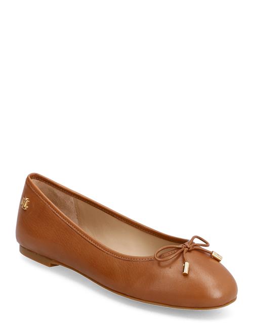 Jayna Leather Flat Lauren Ralph Lauren Brown