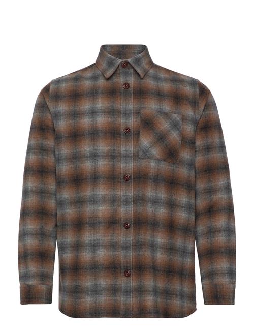 Mmgdavid Wool Check Shirt Mos Mosh Gallery Brown