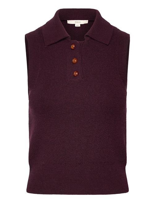 Se Knitted Polo Top REMAIN Birger Christensen Burgundy ved Booztlet