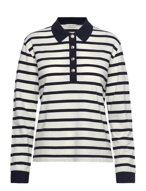 Breton Stripe Ls Pique Polo GANT Cream