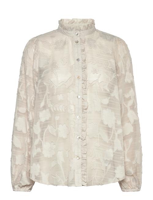 Shirt From Freequent In A Transparent Material With Stripes And A Floral Pattern FREE/QUENT Cream