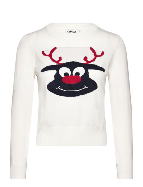 Onlxmas Reindeer Ls O-Neck Box Knt ONLY White