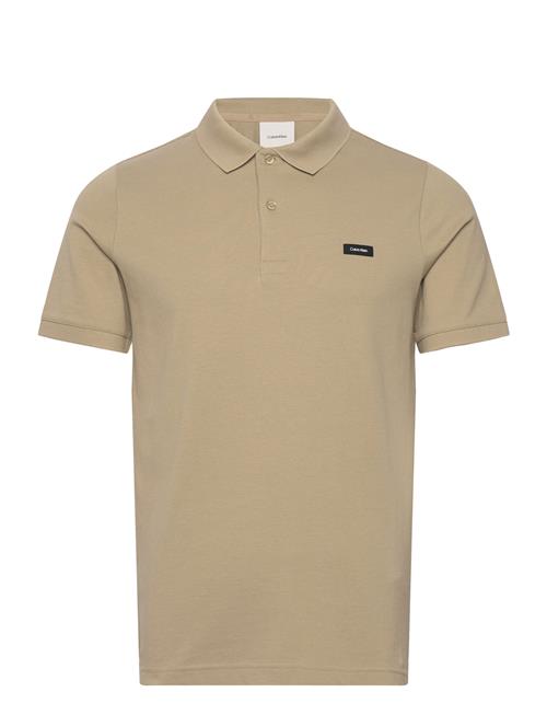 Stretch Pique Slim Button Polo Calvin Klein Beige