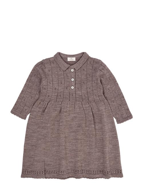 Merino Pointelle Dress W. Collar Copenhagen Colors Brown