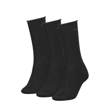 Calvin Klein Legwear Calvin Klein Strømper 3P Emma Roll Top Crew Socks Sort Strl 37/41 Dame