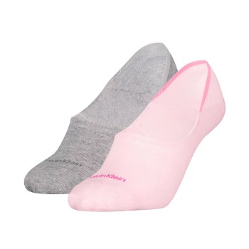 Calvin Klein Legwear Calvin Klein Strømper 2P Women Mid Cut Footie Socks Grå/Rosa Str 35/38 Dame