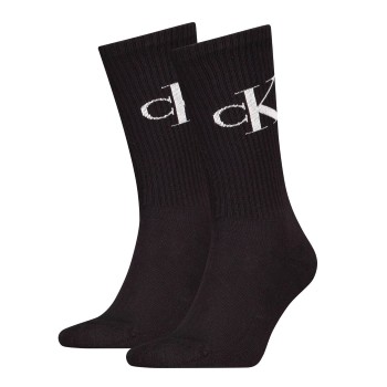 Calvin Klein Legwear Calvin Klein Strømper 2P Monogram Crew Socks Sort Str 43/46 Herre