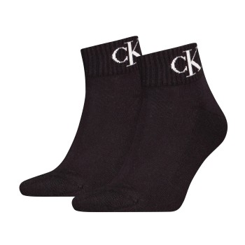 Calvin Klein Legwear Calvin Klein Strømper 2P Monogram Quarter Socks Sort Str 43/46 Herre