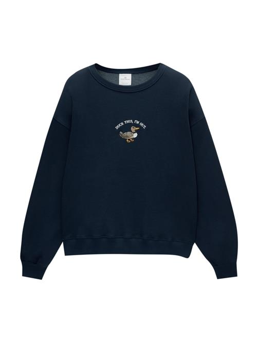 Pull&Bear Sweatshirt 'PACIFIC DUCK ON'  navy / brun / hvid