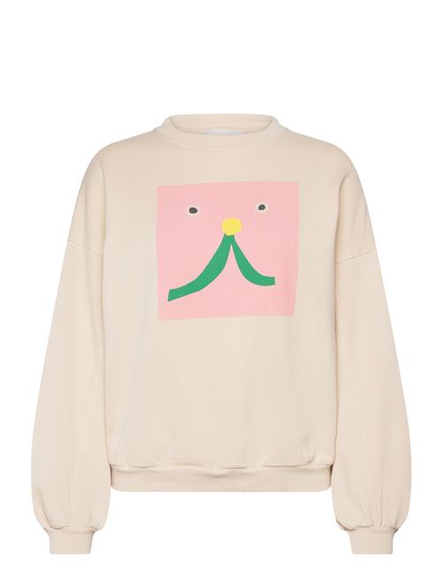 Abstract Cat Smile Print Sweatshirt Bobo Choses Cream