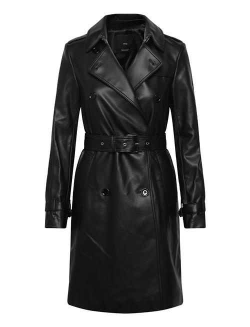 Leather-Effect Trench Coat Mango Black