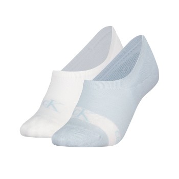 Calvin Klein Legwear Calvin Klein Strømper 2P Glossy High Cut Footie Socks Hvid/Blå Str 35/38 Dame