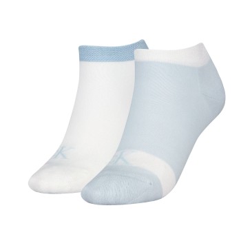 Calvin Klein Legwear Calvin Klein Strømper 2P Glossy Sneaker Socks Hvid/Blå Str 35/38 Dame