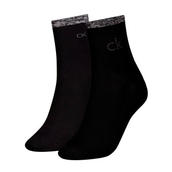 Calvin Klein Legwear Calvin Klein Strømper 2P Shiny Logo Short Socks Sort Str 35/38 Dame