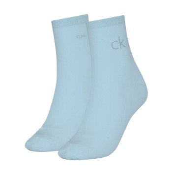 Calvin Klein Legwear Calvin Klein Strømper 2P Shiny Logo Short Socks Lyseblå Str 39/42 Dame