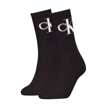 Calvin Klein Legwear Calvin Klein Strømper 2P Women Monogram Crew Socks Sort Str 39/42 Dame