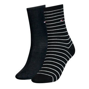 Tommy Hilfiger Legwear Tommy Hilfiger Strømper 2P Classic Small Stripe Socks Sort Str 35/38 Dame