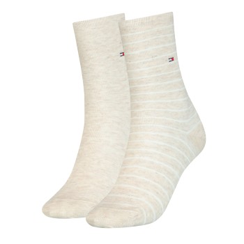 Tommy Hilfiger Legwear Tommy Hilfiger Strømper 2P Classic Small Stripe Socks Vanille Str 39/42 Dame