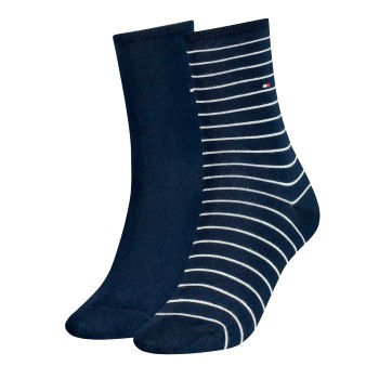 Tommy Hilfiger Legwear Tommy Hilfiger Strømper 2P Classic Small Stripe Socks Mørkblå Str 35/38 Dame