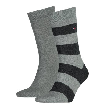 Tommy Hilfiger Legwear Tommy Hilfiger Strømper 2P Men Rugby Sock Mørkgrå  Str 43/46 Herre