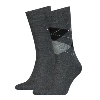 Tommy Hilfiger Legwear Tommy Hilfiger Strømper 2P Men Sock Check Mørkgrå  Str 39/42 Herre