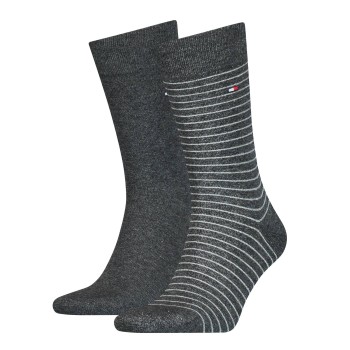 Tommy Hilfiger Legwear Tommy Hilfiger Strømper 2P Men Sock Stripe Mørkgrå  Str 47/49 Herre